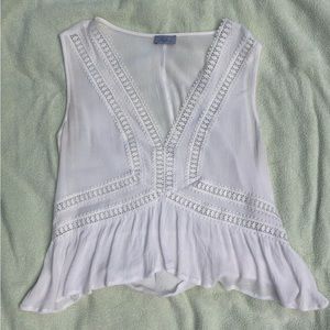 Abbeline women’s white lace flown bohemian boho tank top